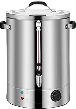 ANSNOW Commercial Electric Brew Kettle, Insulation Bucket Thicken Stainless Steel, Hot Beverage Heater, with Lid and, Cookware for Boiling, Silver/Double Layer with Tap/60L