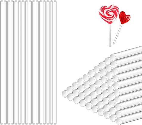 ANMEISH 100 PCS Acrylic Cake Pop Sticks, 10CM Clear Lolly Sticks, 3mm Diameter