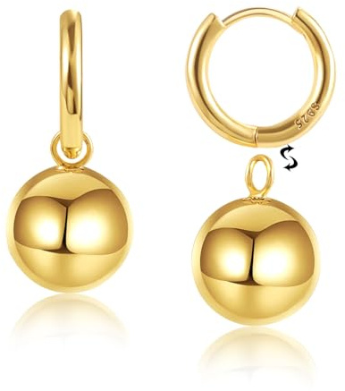 Ohrringe Hängend Damen Gold Silber 925 Tropfen Kugel Anhänger Hängeohrring | KISSPAT Ohrringe Hängend Damen Gold Silber 925 Tropfen Kugel Anhänger Baumelnd Ohrhänger Hängeohrringe Hypoallergen Schmuck