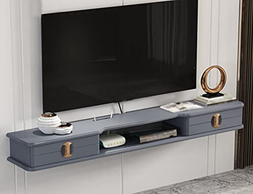 KAYEF Schwebender TV-Schrank, wandmontierter TV-Schrank im Flip-Drawer-Design mit Drahtlöchern, geeignet für Projektor-Kabelbox-Spielekonsole/A / 150 cm