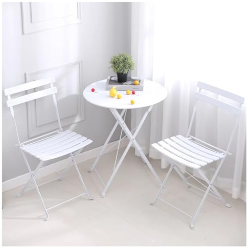 YANLD Bistro-Set für die Terrasse im Innen- und Außenbereich, klappbare Gartenmöbel-Sets aus Eisen, 1 Tisch und 2 Stühle für den Balkon, den Pool, den Hinterhof, die Veranda