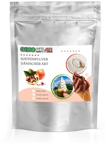 Gino Gelati Dänisches Softeis Pulver, fruchtiger Geschmack, verschiedene Geschmacksvarianten, schnell und einfach Zubereitet, Made in Germany, Eis selber machen (1 Kg, Granatapfel)