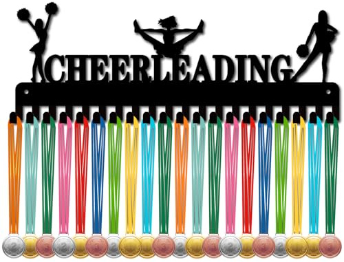CREATCABIN Cheerleading Medaillenhalter Eisen Medaillenständer Wandmontage Aufbewahrungsbügel Für Rennauszeichnungen 20 Haken Medaillenbänder Hängedisplay Für Fußball Schwimmen Laufen 40x15cm
