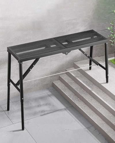 Piattaforma di Lavoro Piattaforma di Ponteggio Regolabile per Scale/Costruzione, Scala di Lavoro Pieghevole, Sgabello Multiuso per Ponteggio per Terreni Irregolari, Kit Banco da Lavoro(120x30cm (47.2x