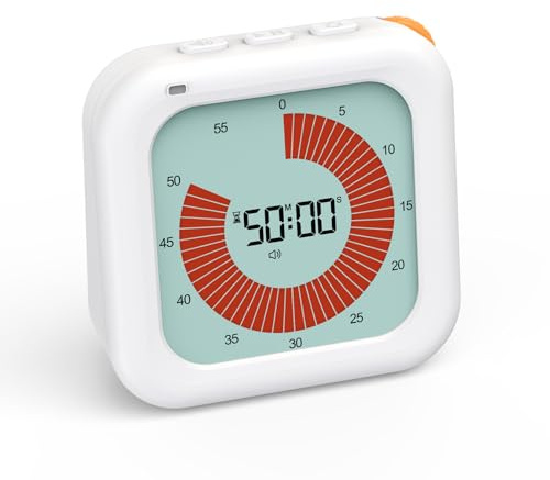 LOFICOPER Digitaler Visueller Timer, 60 Minuten Countdown Timer für Kinder, Digitale Küchentimer mit 3 Klingelmodi, Großer LCD-Bildschirm, für Zuhause, Schule