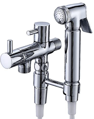 Bidet Tap Sprayer Wall Mounted Chrome-Plated Double-Handle Cold Water Tap Handheld Bidet Sprayer Kit Booster Sprayer Bathroom Bidet Shower, Copper SPR
