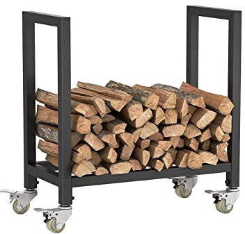 Portalegna da ardere da esterno con ruote Heavy Duty Log Holder per patio Deck Camino Interno Organizzatore di stoccaggio del legno