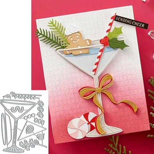 Tall Cup Grass Leaves Metal Die Cuts,Merry Christmas Squqre Frame Cutting Dies Cut Stencils DIY Scrapbooking Decorative Embossing Paper Party Wedding Card Making