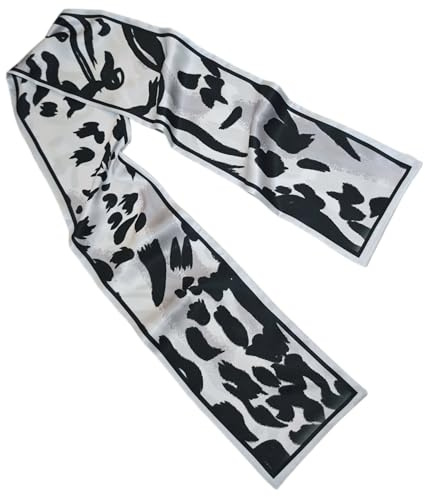 GIMIRO Satin Seidenschal Doppelschichten 150 x 16cm Krawatte Blumen Taillengürtel für Blazer, Mantel, Kleid