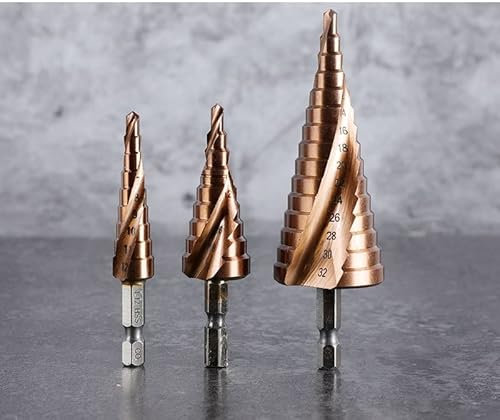Juego de brocas escalonadas M35 5% cobalto Hss, brocas de Metal con vástago hexagonal de cono multifunción, brocas escalonadas eléctricas for acero inoxidable(4-12 4-20 4-32 3pcs)
