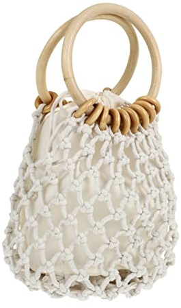CTIRCHIU Sommer Strand Clutch aus Baumwollseil mit Kordelzug Gewebte Kleine Handtasche für Damen Leichter Gewebter Kleiner Beutel für Strand und Alltag