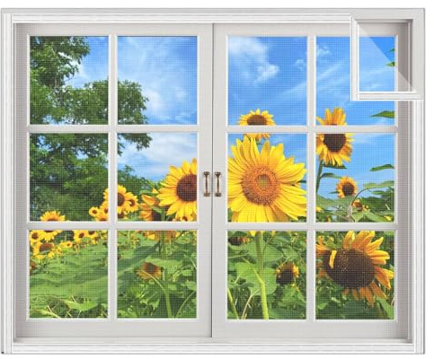 Mosquitera Extensible para Ventanas,60x180cm(WxH) Blanco,Mosquiteras para Ventanas,Adaptable a Todos los Marcos