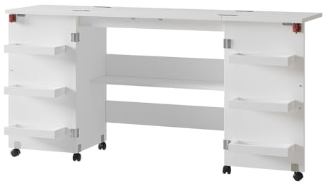 Vicco Tavolo da cucito Carmen, Bianco, 160 x 80.2 cm