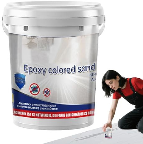 Epoxid-Bodenfarbe, Epoxidfarbe, Sand, selbstnivellierend, Hochglanz-Marmor-Effekt, wasserbasiert, rutschfest, gefärbt, zum Nacharbeiten von Beton, Fliesen, Arbeitsplatte, Holz