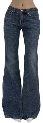 JIAALU Jeans Damen High Waist Bootcut Vintage Schlaghose Jeanshose Stretch Casual Hohe Taille Jeans Y2K Schlaghose für Party Freizeithose Hosen Skinny Sommer Hose mit Taschen