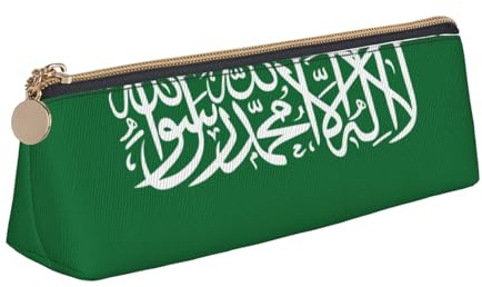 KLJnmbb Elegantes Federmäppchen, Motiv: Flagge von Saudi-Arabien, großes Fassungsvermögen, dreieckige Tasche mit Reißverschluss für Schreibwerkzeuge