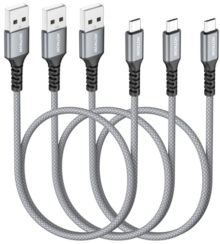 HOTNOW Câble Micro USB 50cm 3Pack, câble de chargeur Android USB2.0 synchronisation de données et charge rapide nylon cordon tressé pour Galaxy S7 S6, HTC, LG, Sony, PS4, MP3, tablette