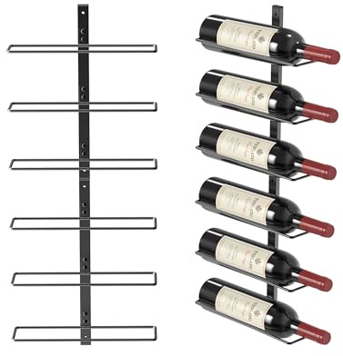 TJ.MOREE Wandmontiertes Weinregal für 6 Flaschen, robuste Metallhalterung für Wein, Champagner und Spirituosen – für Küche, Bar oder Weinkeller