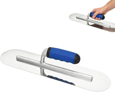 Paleta de alisado de acero inoxidable: 400 × 110 mm, espátula semicircular, espátula de limpieza inoxidable con mango ergonómico suave, disco alisador profesional para construcción y trabajo en pared