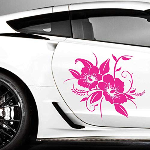 INDIGOS UG Aufkleber - 2er Set Autoaufkleber Hibiskusblüten je 30cm x 36cm pink - Tuning Carystyling Heckscheibe Auto