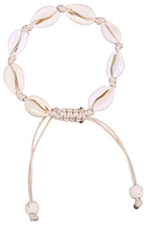 Amosfun Muschel Perlen Armband handgefertigt gewebt Armband Muschel Charms Anhänger Hawaii Partei bevorzugt Geschenke für Frauen