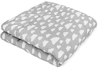 Swaddyl ® Baby Krabbeldecke Wolken Grau - Kuscheldecke, Spieldecke, Laufgittereinlage groß gepolstert (80x120)