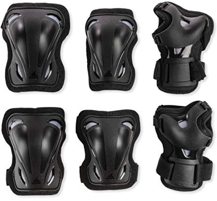 Rollerblade Skate Gear 3 Pack Protective Gear, Knee Pads, Elbow Pads and Wrist Guards, Inline Skating, Multi Sport Protection, Unisex, Black, M