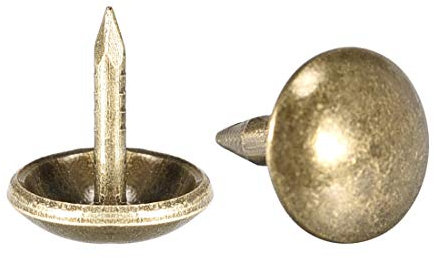 sourcing map Upholstery Nails Tacks 9mm Dia 10mm Height Retro Round Thumb Push Pins Bronze Tone for Furniture Sofa Headboards, 50 Pcs