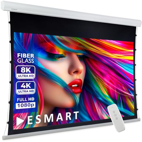 ESMART Expert XTR Tension-Leinwand, Gesamtbreite 363 cm, Tuch: Grau | Bildfläche 332 × 187 cm, Format 16:9, graues Kontrasttuch für Räume mit Umgebungslicht, inklusive Fernbedienung