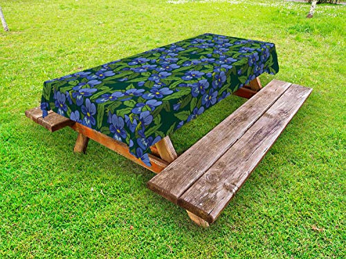ABAKUHAUS Pensamiento Funda Nórdica, Vista Superior pétalos y Hojas, Estampado Tela de Poliéster Práctico Durable, 145 cm x 265 cm, Ceil Azul Verde Esmeralda