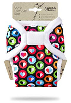 Petit Lulu Größe 1 PUL Überhose (2-6 kg) | Klett | Newborn Windelüberhose | Baby Regenbogen Windelhose | Stoffwindeln für Neugeborene | Hergestellt in EU (Bunte Herzen)