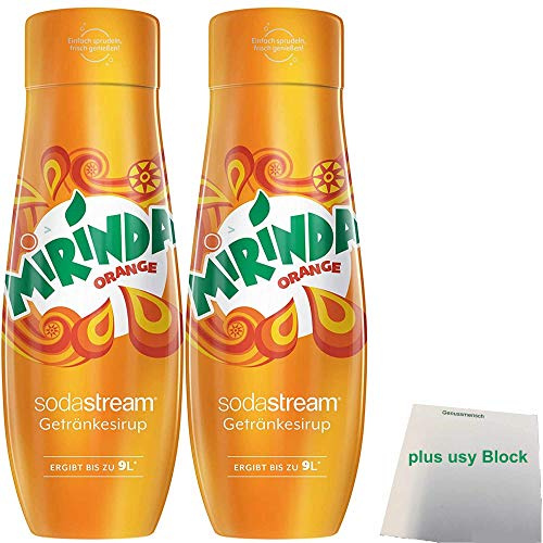 Mirinda Orange Getränke-Sirup für Wassersprudler 2er Pack (2x0,44l Flasche) + usy Block