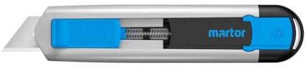 MARTOR Sicherheitsmesser Mit Klingeneinzug, SECUNORM 525, Profi Cuttermesser, Aluminium, Rechts- & Linkshänder, GS Geprüft
