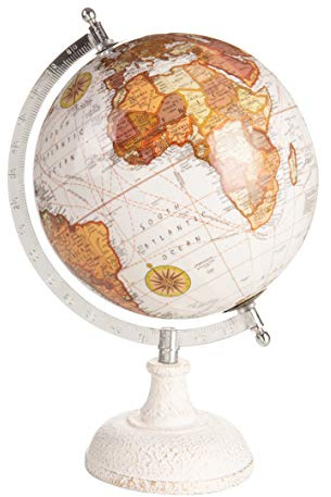 Globe terrestre 32 cm Vintage Base en marbre Carte politique Bleu méridien gradué 22 x 20 x 32 cm