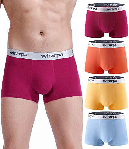 wirarpa Men's Hipster Boxer Shorts Cotton Stretch Underwear Trunks for Men Pack of 4 Multicoloured Medium
