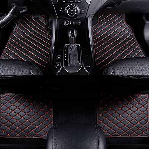 Fußmatten passend für Renault Clio Megane Kangoo Captur Scenic Trafic Twingo Auto Fussmatten PU Leder Bodenmatten Wasserdicht Anti Rutsch Teppich Matten 4 Stück Schwarz Rot