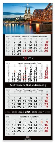 GEIGER-OFFICE 4-Monatskalender 2026 KÖLN - Wandkalender 33 x 90 cm Großformat - Bürokalender mit tollem Bildmotiv - Geschenk für Köln-Fans - Made in Germany by Geiger-Office