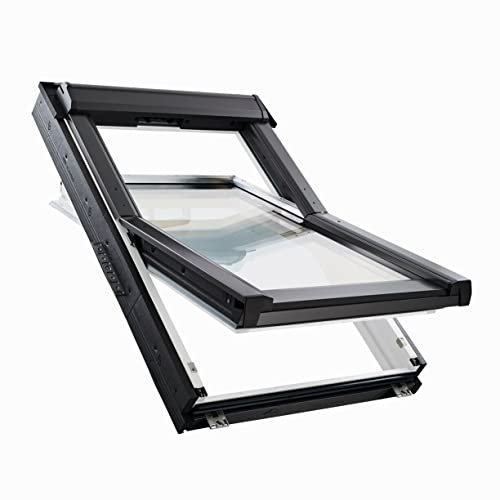 Roto Austausch- und Renovierungsfenster Q4 AV1 3fach verglast für alte Velux bis 1991 (VL, VK, VX, etc) (für Velux (VU,VL,VKU 109) 133cmx164cm, RotoQ Einzeleindeckrahmen Schiefer mit Nocken EDL)