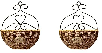 YARNOW 2st Wand Blumentopf Blumenkorb Zur Wandmontage Hängende Pflanzgefäße Aus Seegras Halbrunder Blumentopf Korb Zum Aufhängen An Der Wand Pflanzenkörbe Aus Seegras Topfpflanze Tragbar