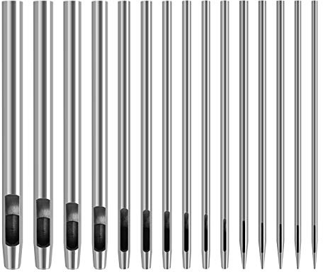 Leather Hole Punch, 15Pcs Hollow Hole Punch Steel Belt Leather Punch Round Hollow Punch Tool for Watch Strap Canvas Belt Paper Plastics, 0.5mm-6mm