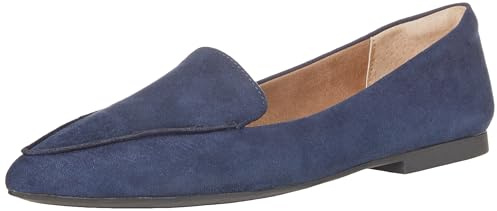 Amazon Essentials Women's Loafer Flat, Navy Microsuede, 7.5