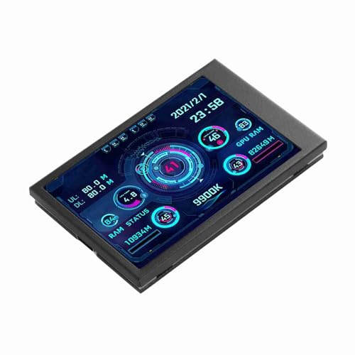 Tonysa 3,5 Zoll IPS Computertemperaturüberwachung, Kleiner Bildschirm für PC CPU RAM Festplattendaten, Echtzeit Datenüberwachung (Schwarz)