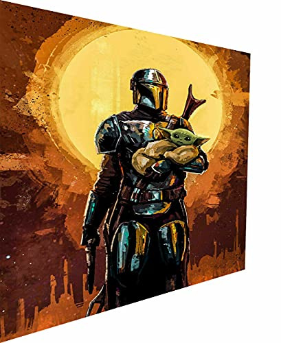 Magic Canvas Art - Bilder Disney Star Wars Mandalorian Leinwandbild 1- teilig Hochwertiger Kunstdruck modern Wandbilder Wanddekoration Design Wand Bild – B8315, Größe: 180 x 100 cm