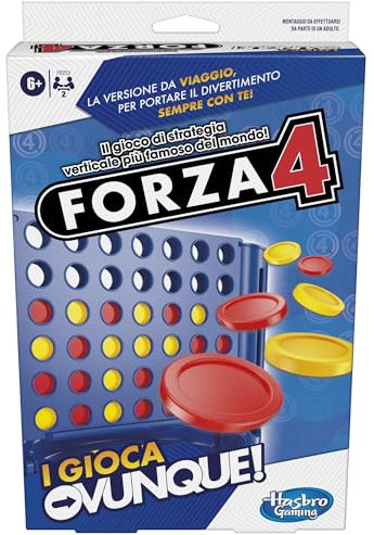 Hasbro Gaming Forza 4, I Gioca Ovunque, Gioco Portatile, per Bambini e Bambine dai 6 Anni in Su, Giocattolo di Strategia Verticale per 2 Giocatori