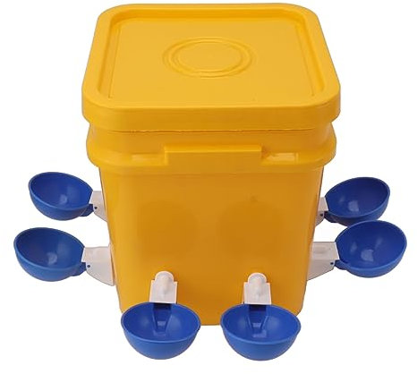 Automatisches Hühnertränke-Set, 12 Liter, Geflügeltränke, Automatischer Trinkspender mit Eimer, Hühnerstall-Wasserspender, Hühnerbedarf für Hühner, (Eimer + große Blaue Schüssel
