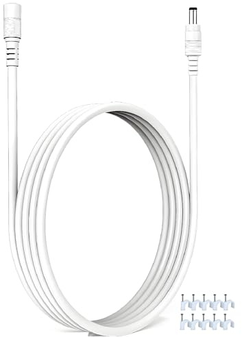 VOLTKARE 18 AWG 10 m 12-V-DC-Verlängerungskabel, 5,5 x 2,1 mm Stecker auf Buchse, für LED Strip Light, IR Illuminator,Tapo WiFi IP-Kamera,6-36 Volt Adapter Power (Weiß)