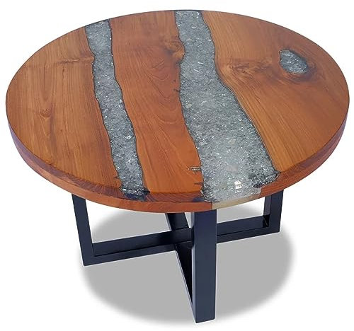 Homgoday Couchtisch Wohnzimmertisch Beistelltisch Sofatisch Pflegeleicht Kaffeetisch Tisch für Wohnzimmer Schlafzimmer Teak Harz 60 cm