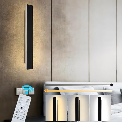 ZTWLEED LED Wandleuchte Innen 40CM,12W Wandlampe Dimmbar mit Fernbedienung | 3000K-6000K,10-100% Helligkeitseinstellung Wandleuchte für Schlafzimmer Wohnzimmer Korridor Treppenhaus, 110-240V,Weiß