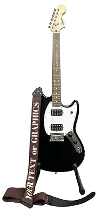 Pictogogo Premium Personalisierter Gitarrengurt – Wählen Sie Text oder Grafik, Farbe & Schriftart, 100% EU-Herstellung, Recyceltes Leder & Plektrumhalter. Bedruckter Gitarrengurt
