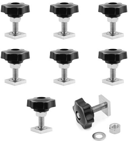 JJWNMLL 8 Pcs Nutsteine Dachträger,T-Nut nutensteine M8,20 x 20 mm Dachträger Relingträger mit Muttern Unterlegscheiben,mit muttern und unterlegscheiben (M8 T-Nut + Muttern)